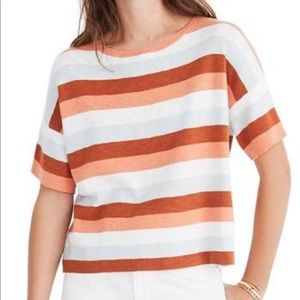 Madewell boxy sweater tee shirt clementine stripe